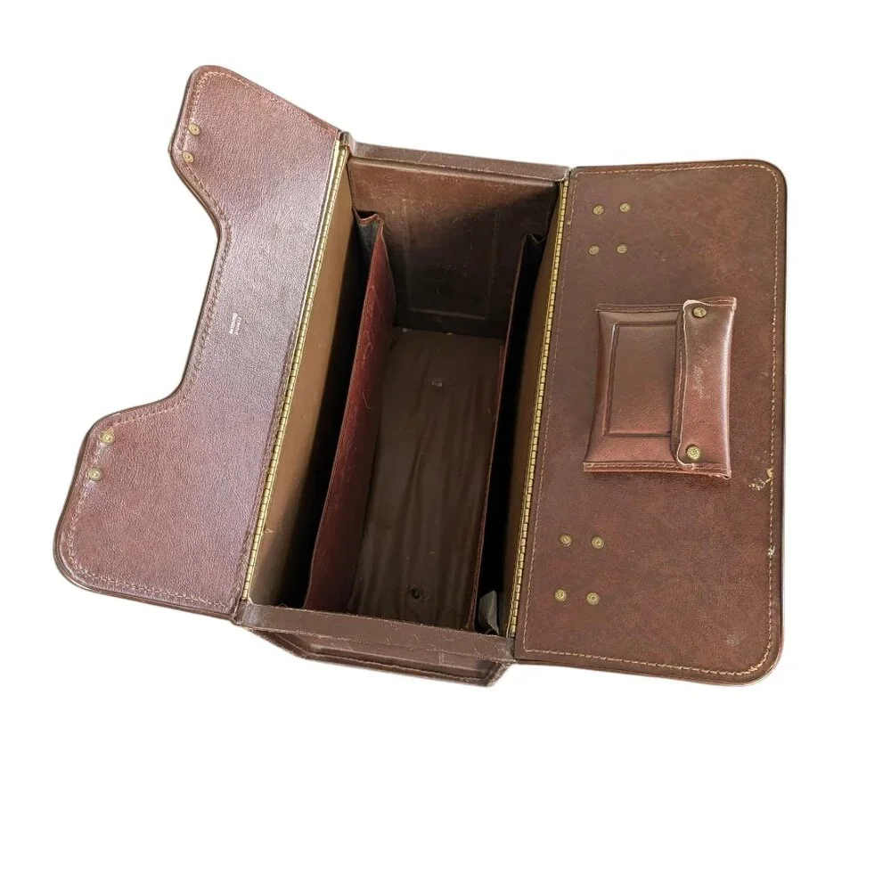 Vintage Faux Leather Banker's Box - Double Hinged Briefcase